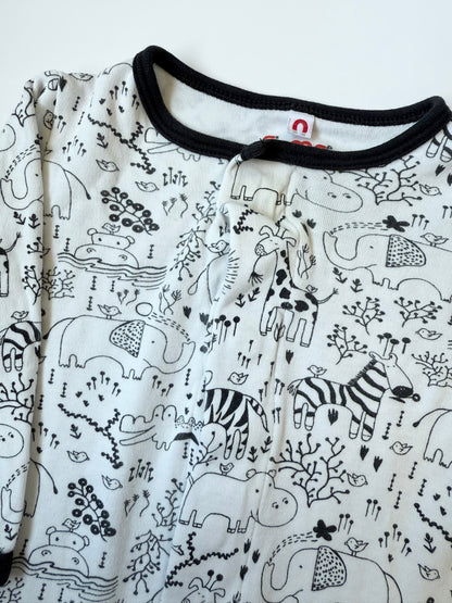 E=MC White & Black Safari Animals Sleeper (3-6 Months)