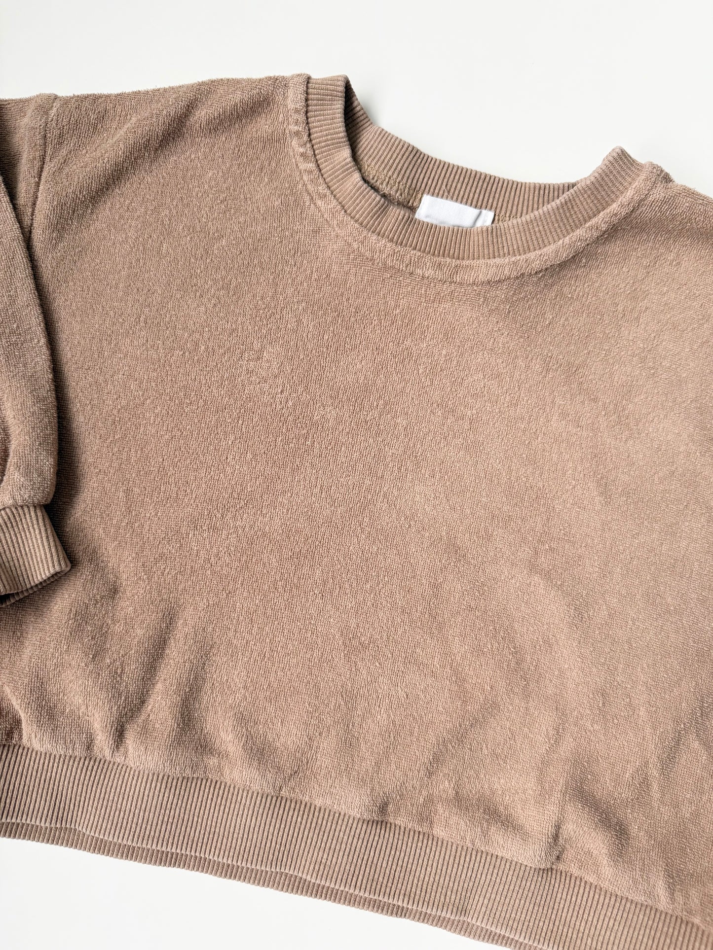 Kindly Brown Terry Cropped Sweater (6-12 Months)