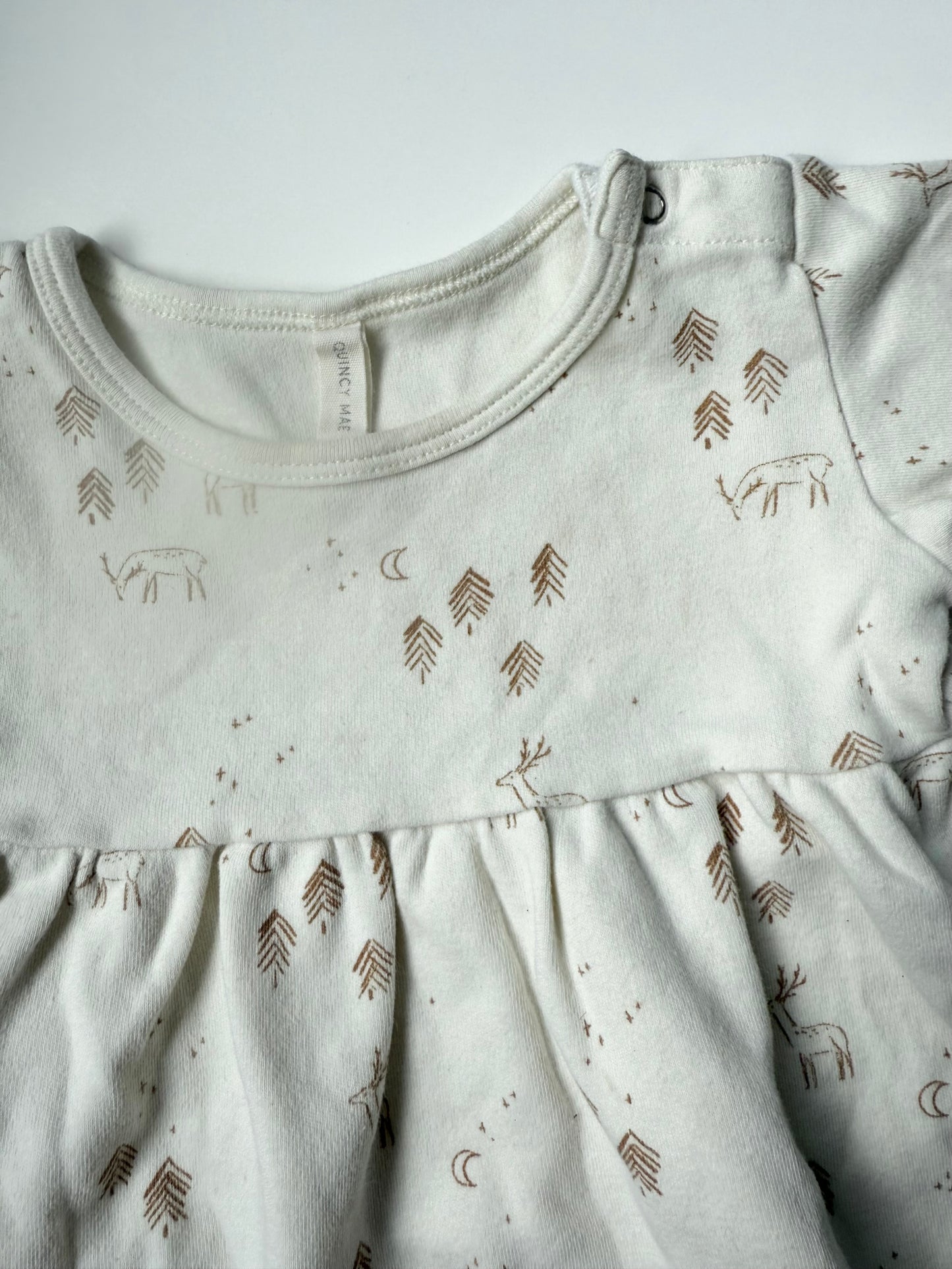 Quincy Mae White Trees & Deer Dress (12-18 Months)
