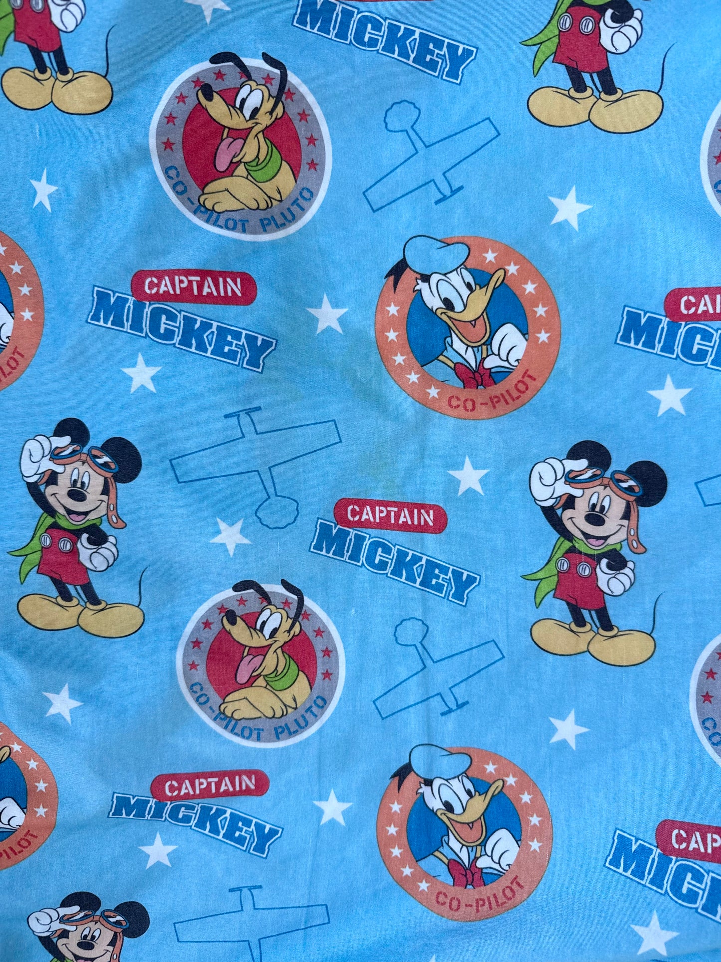 Disney Blue Captain Mickey Pilot Crib Sheet