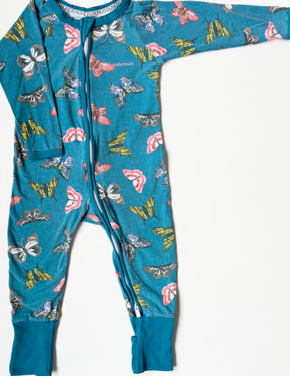 Bonds Wondersuit Blue Butterflies Sleeper Romper (12-18 Months)