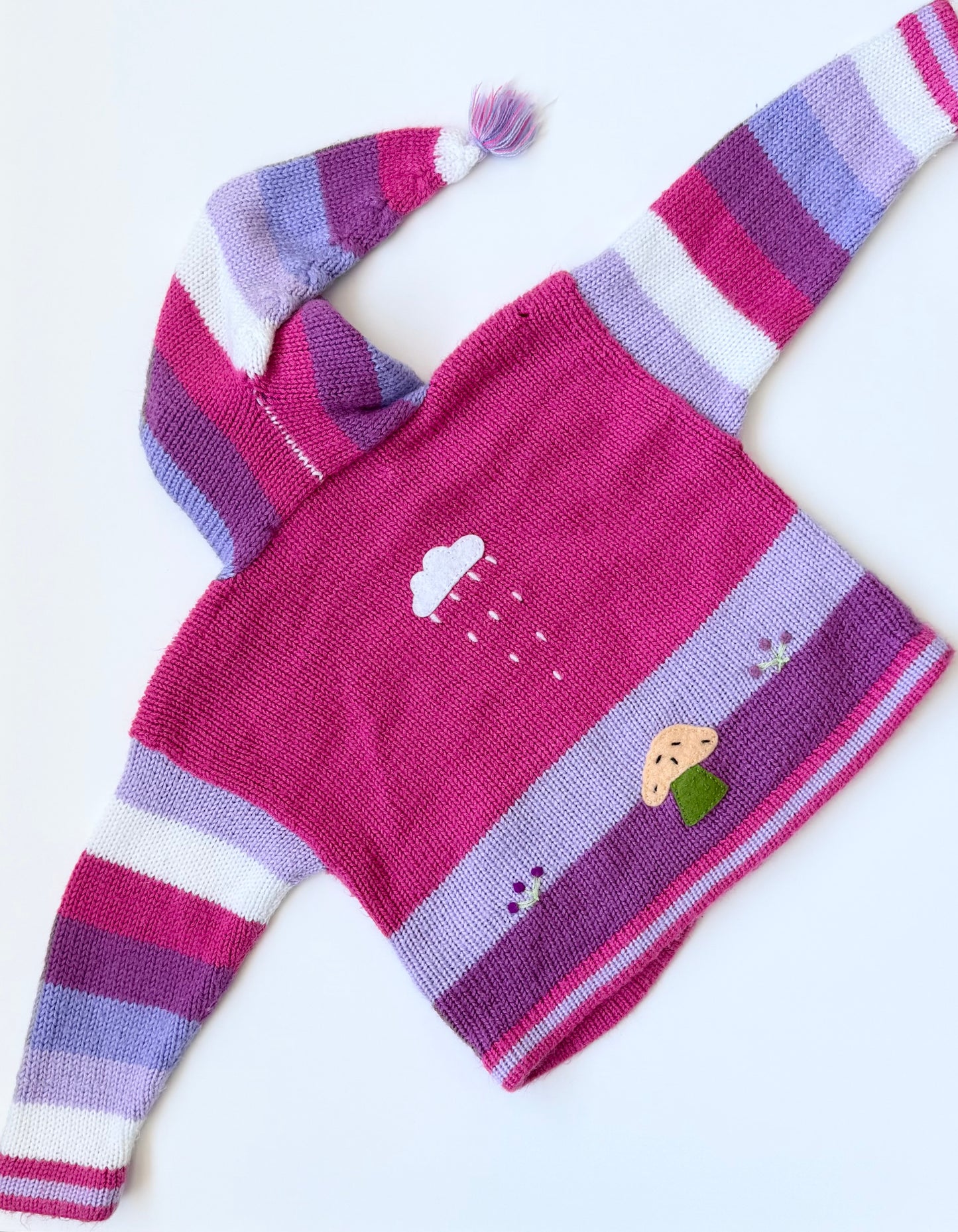 Made in Peru Pink & Purple Desert Knit Hooded Zip Up Sweater (2T)