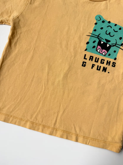 Zara Yellow & Green Tiger “Laughs & Fun” T-Shirt (3-4 Years)