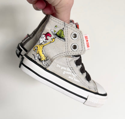 Converse x Dr. Seuss Grey Green Eggs & Ham High Top Stretch Lace & Velcro Sneakers (4)