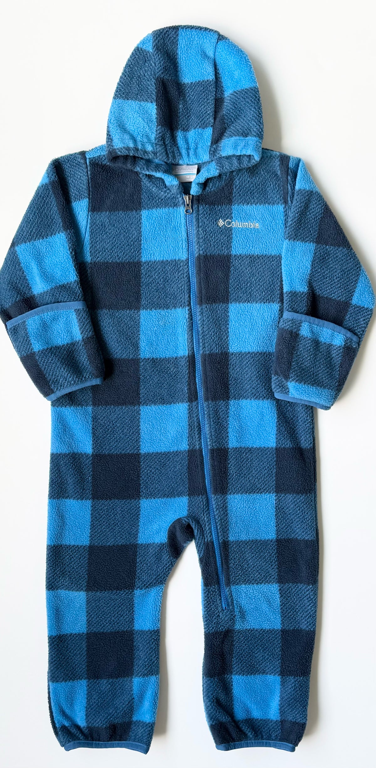 Columbia Blue & Black Plaid Fleece Bunting Suit (18-24 Months)