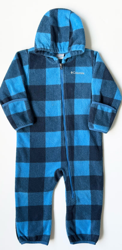 Columbia Blue & Black Plaid Fleece Bunting Suit (18-24 Months)