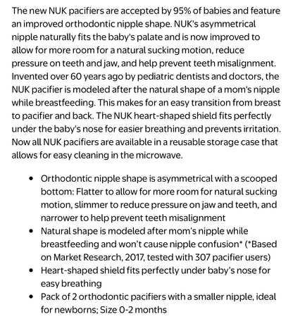 NUK Orthodontic White & Light Pink Pacifiers - New