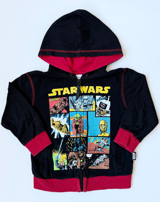 The Disney Store Black & Red Star Wars Zip Up Hoodie (4T)