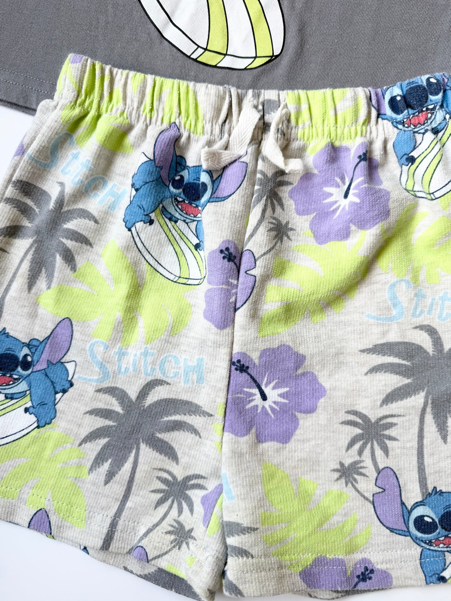 Disney Lilo & Stitch Grey & Neon T-Shirt & Matching Shorts Set (3T)