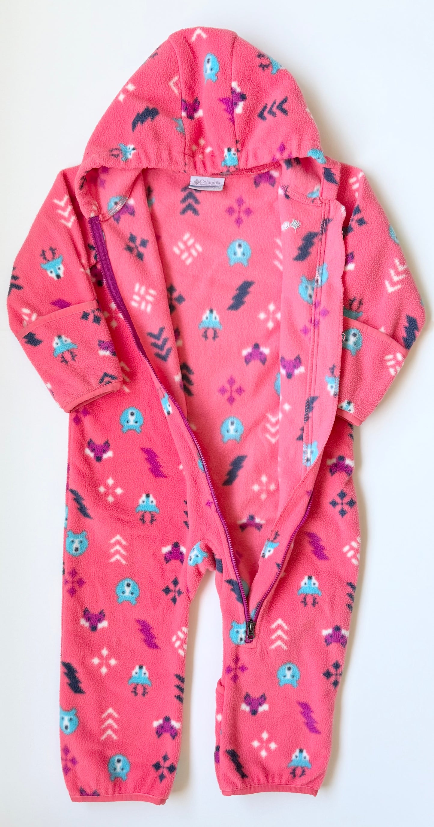 Columbia Pink Woodland Creatures Fleece Bunting Suit (18-24 Months)