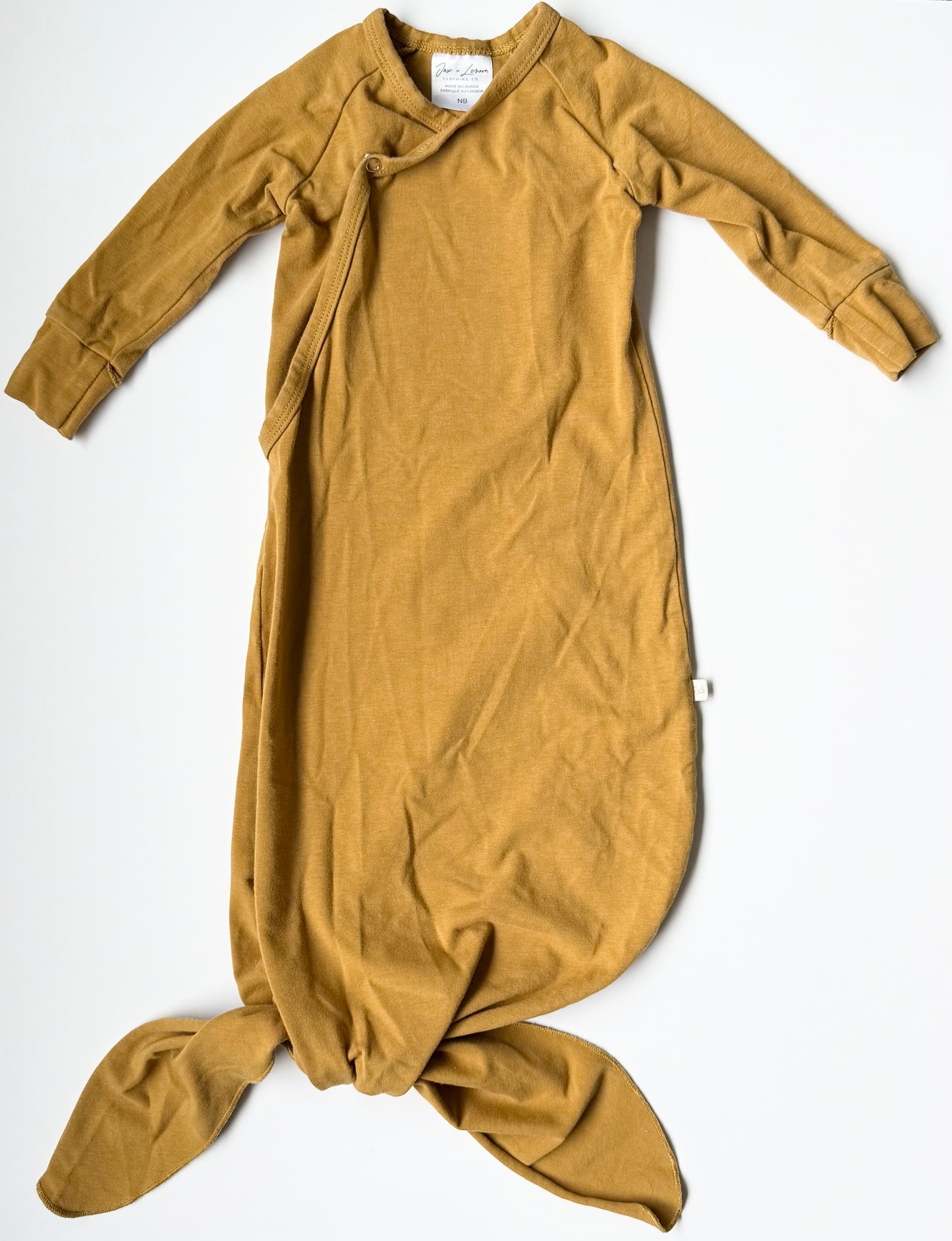 Jax & Lennon Mustard Kimono Knotted Gown (Newborn)