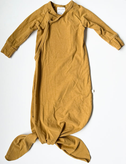 Jax & Lennon Mustard Kimono Knotted Gown (Newborn)