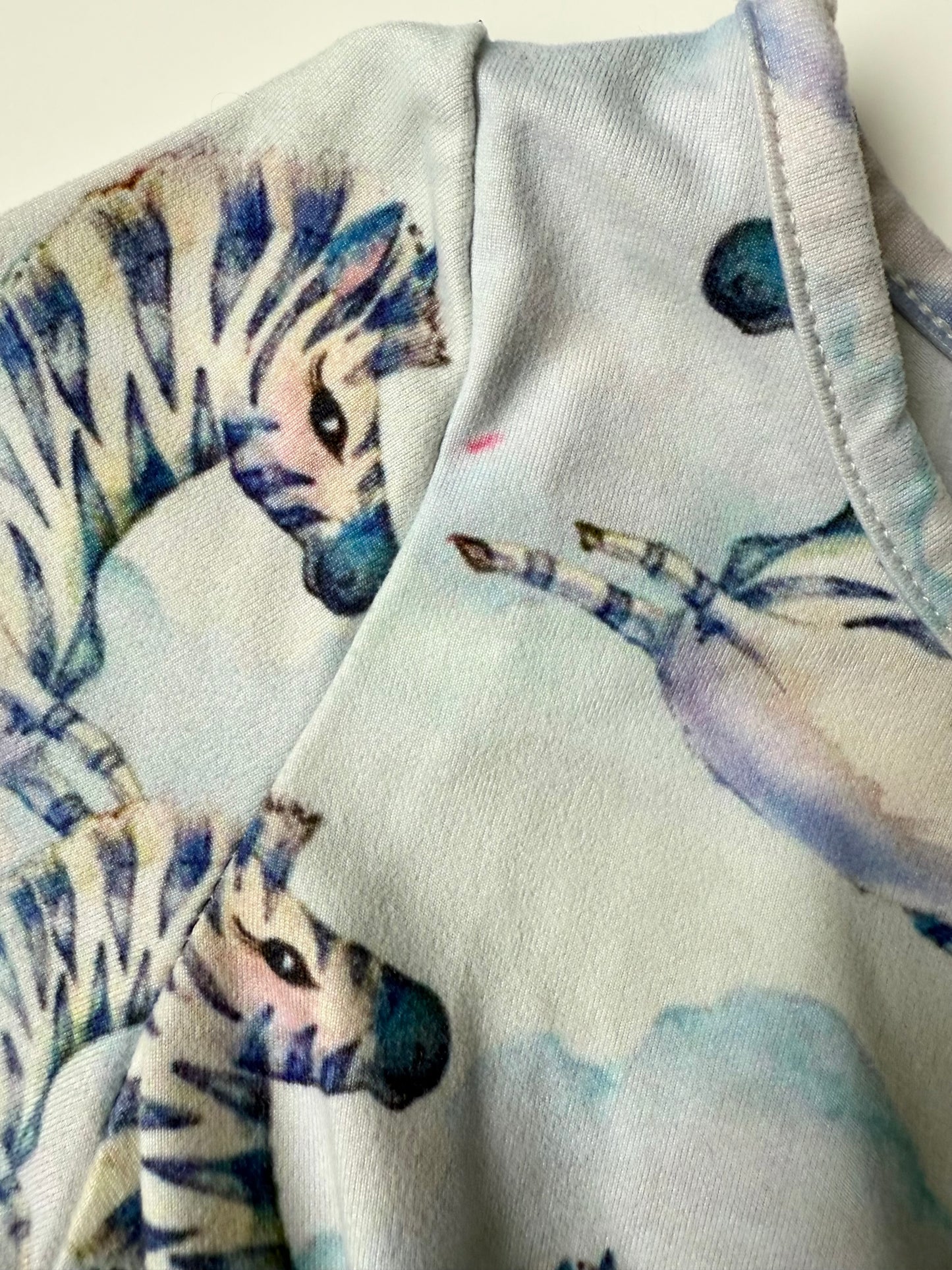 Cheeky Chickadee Blue Zebra Short Sleeve Dress (2T)