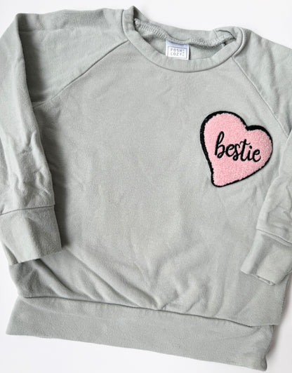 Posh & Cozy Light Grey “Bestie” Pullover (2T)