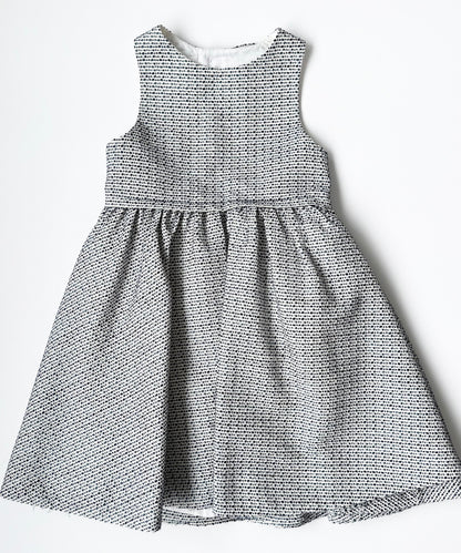 Tartine et Chocolat Chasuble White & Navy Textured Bow Dress (5T)
