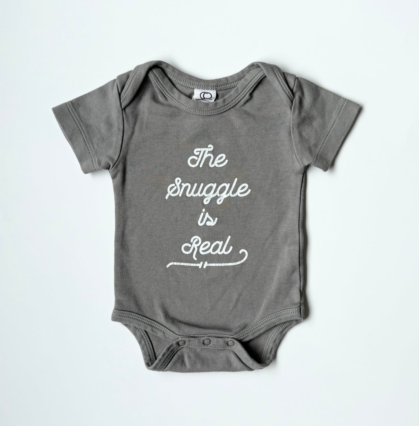 Colored Organics Grey “The Snuggle is Real” Bodysuit (0-3 Months)