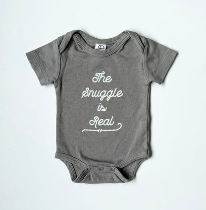 Colored Organics Grey “The Snuggle is Real” Bodysuit (0-3 Months)