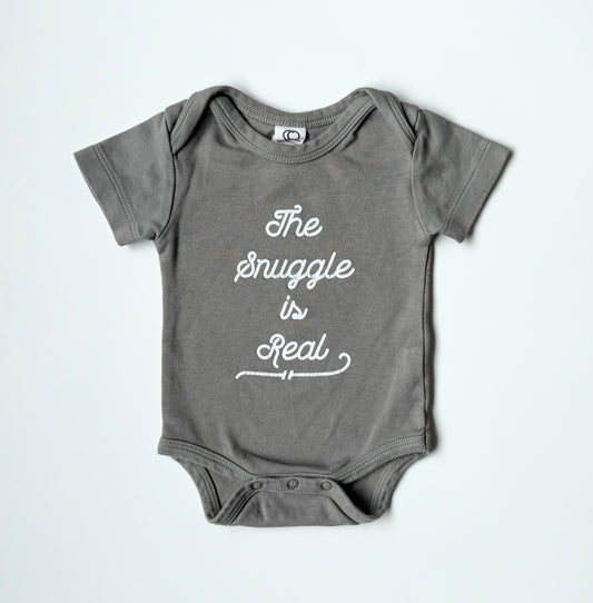 Colored Organics Grey “The Snuggle is Real” Bodysuit (0-3 Months)