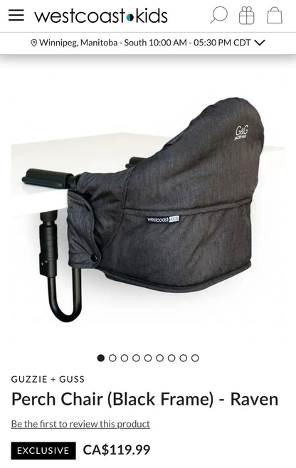 Guzzie + Guss Perch Chair (Black Frame) in Raven & Accessories