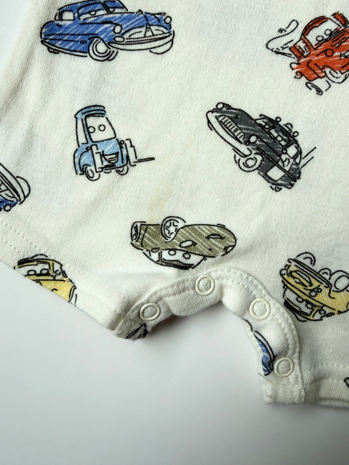 Disney Baby Pixar Cars White AOP Shorty Romper (3-6 Months)