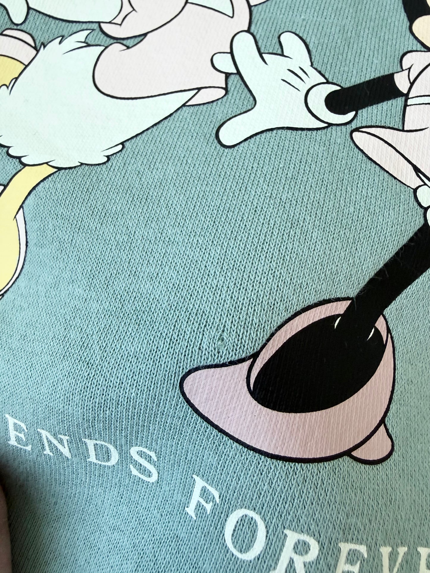 H&M x Disney Green Minnie & Daisy “Friends Forever” Flutter Shoulder Sweater (18-24 Months)