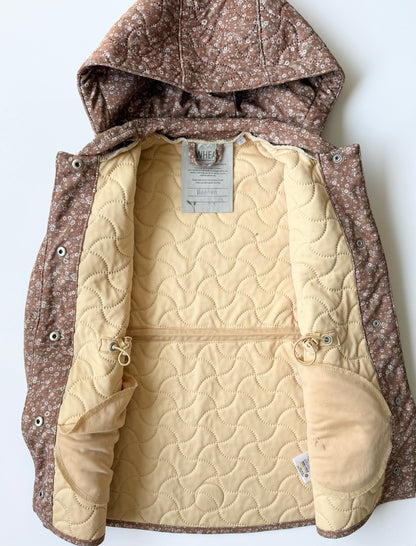 Wheat Thermo Quilted Hooded Fall Jacket Lulu in Tan Dainty Floral (5 Years)