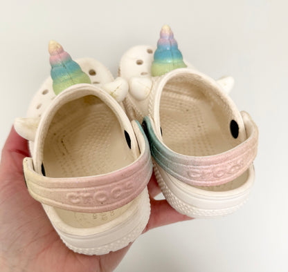 Crocs White & Pastel Sparkle Rainbow Unicorn Slip On Clogs (7)