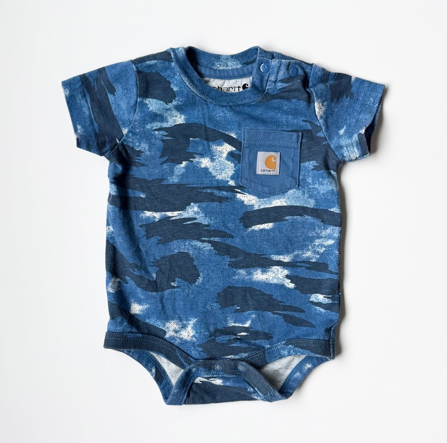 Carhartt Blue Camo Short Sleeve Bodysuit (6 Months)