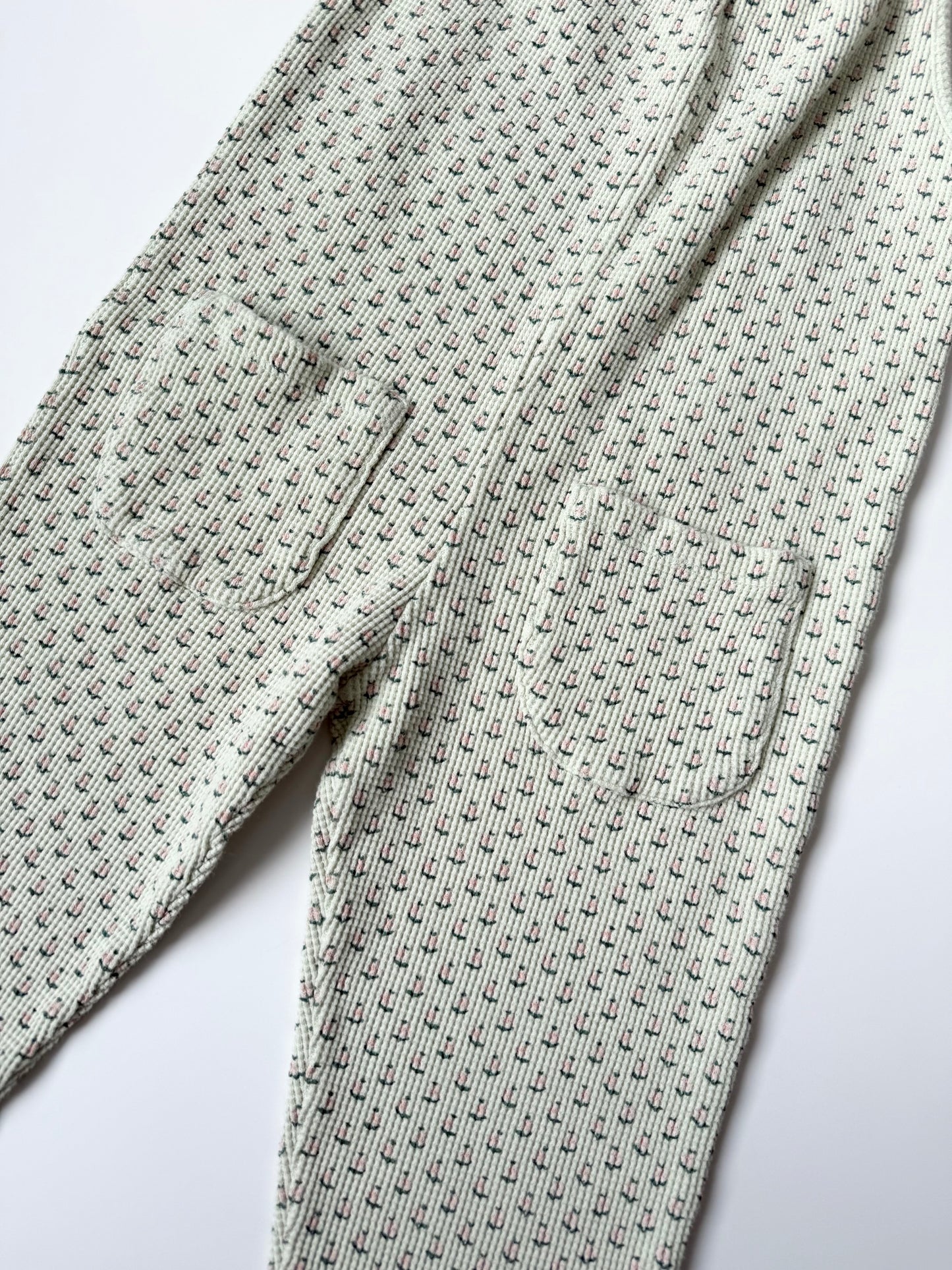 Zara Green Waffled Dainty Floral Tank Jumpsuit (2-3 Years)