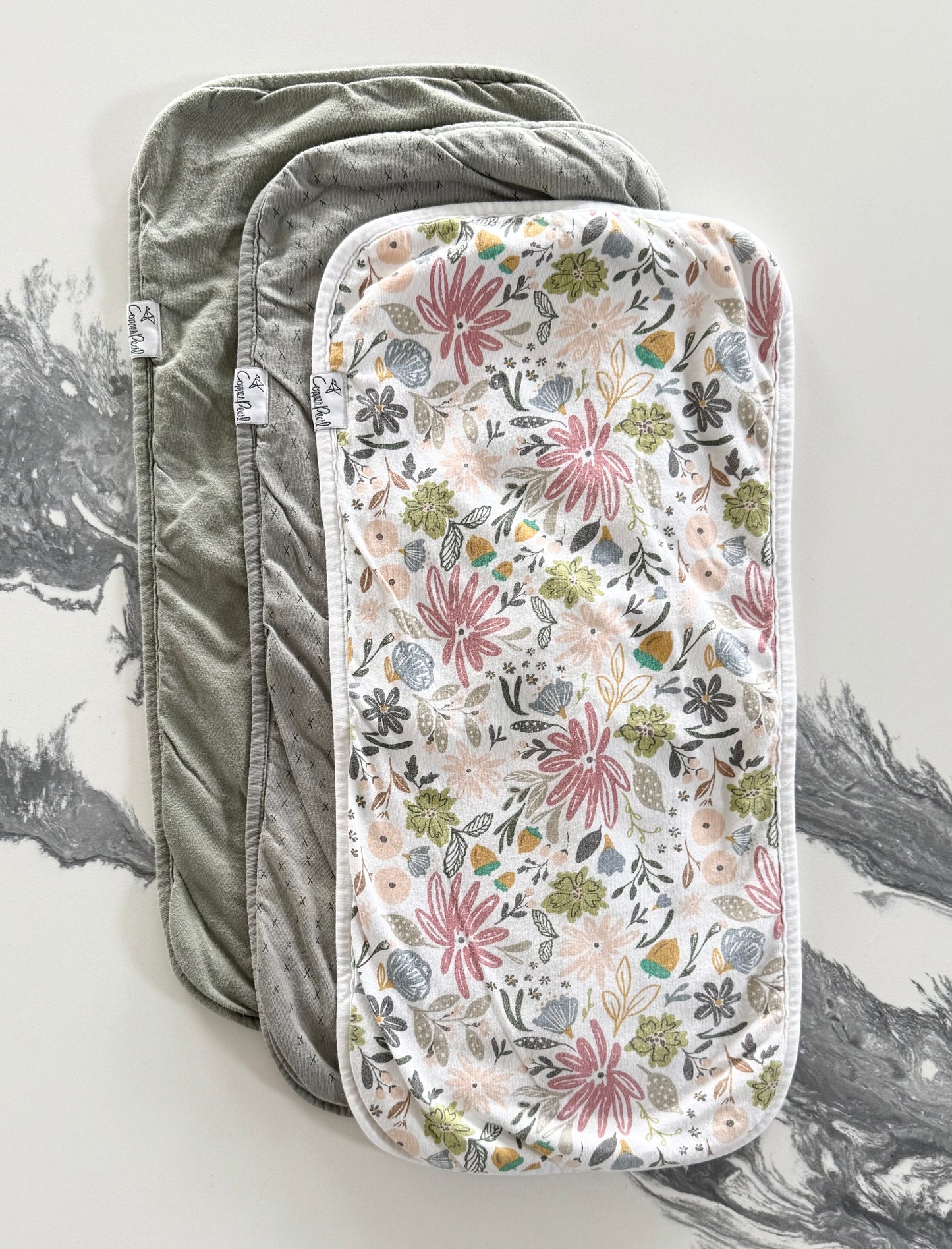 Copper Pearl Baby Burp Cloths Lot