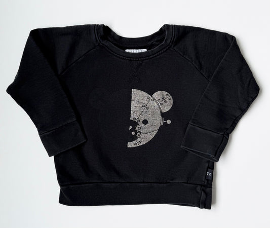 Huxbaby Black & Metallic Robot Bear Sweater (3T)