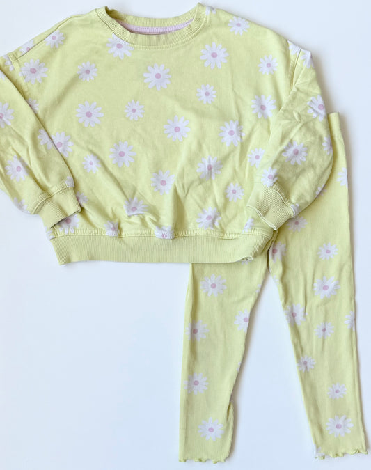 George Bright Yellow & Daisies Sweater & Ribbed Leggings Set (4T)
