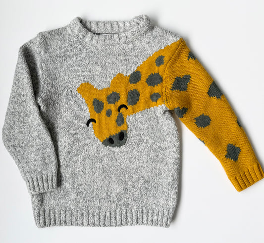 Zara Grey Giraffe Knit Sweater (3-4 Years)