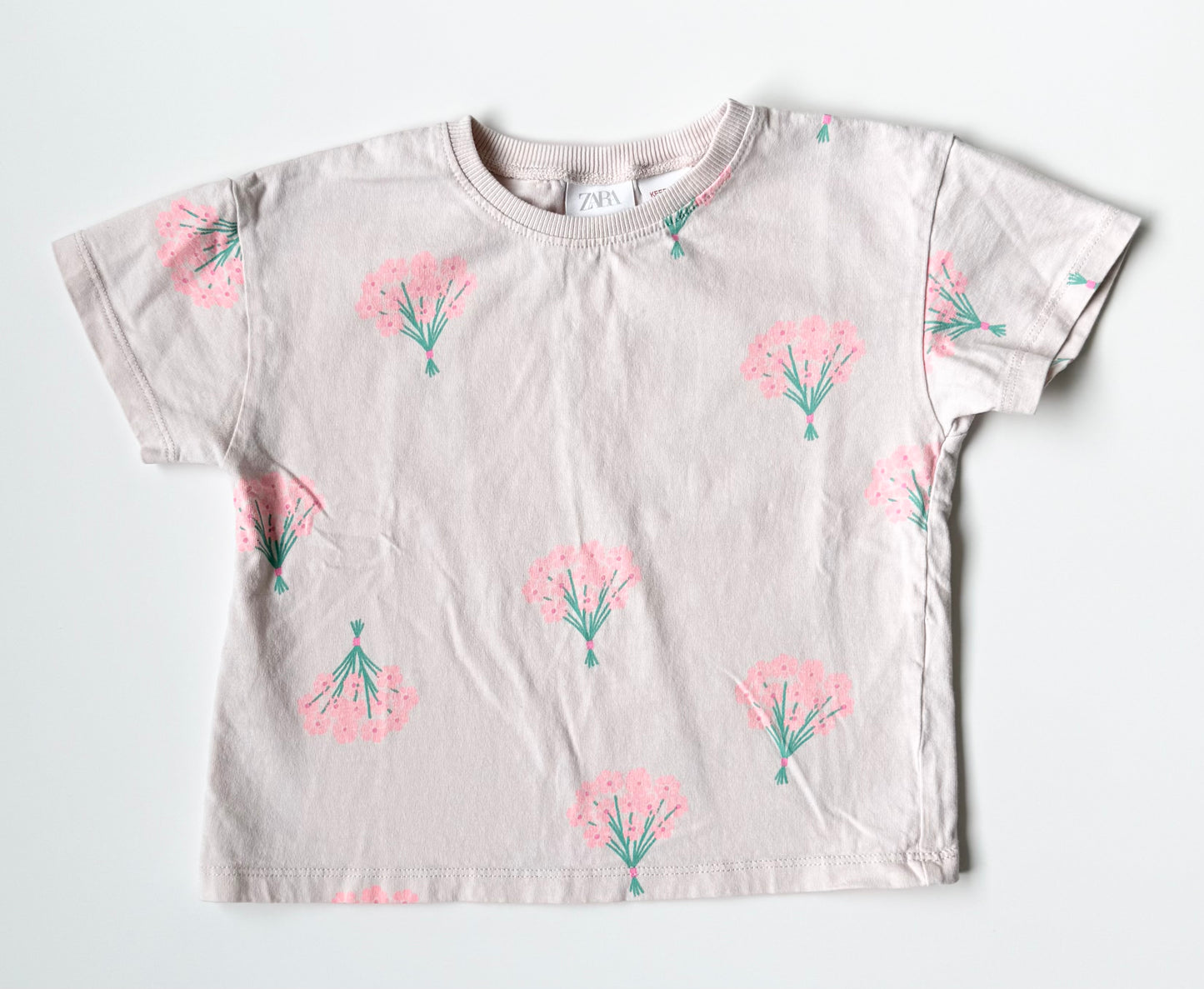 Zara Light Pink Flower Bouquet T-Shirt (3 Years)