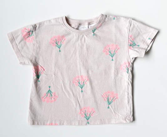 Zara Light Pink Flower Bouquet T-Shirt (3 Years)