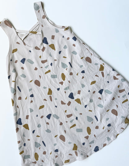 Jax & Lennon Beige Neural Speckled Crossback Tank Dress (5/6 Years)
