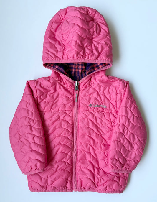Columbia Pink & Purple Plaid Reversible Heavier Fall Jacket (12-18 Months)