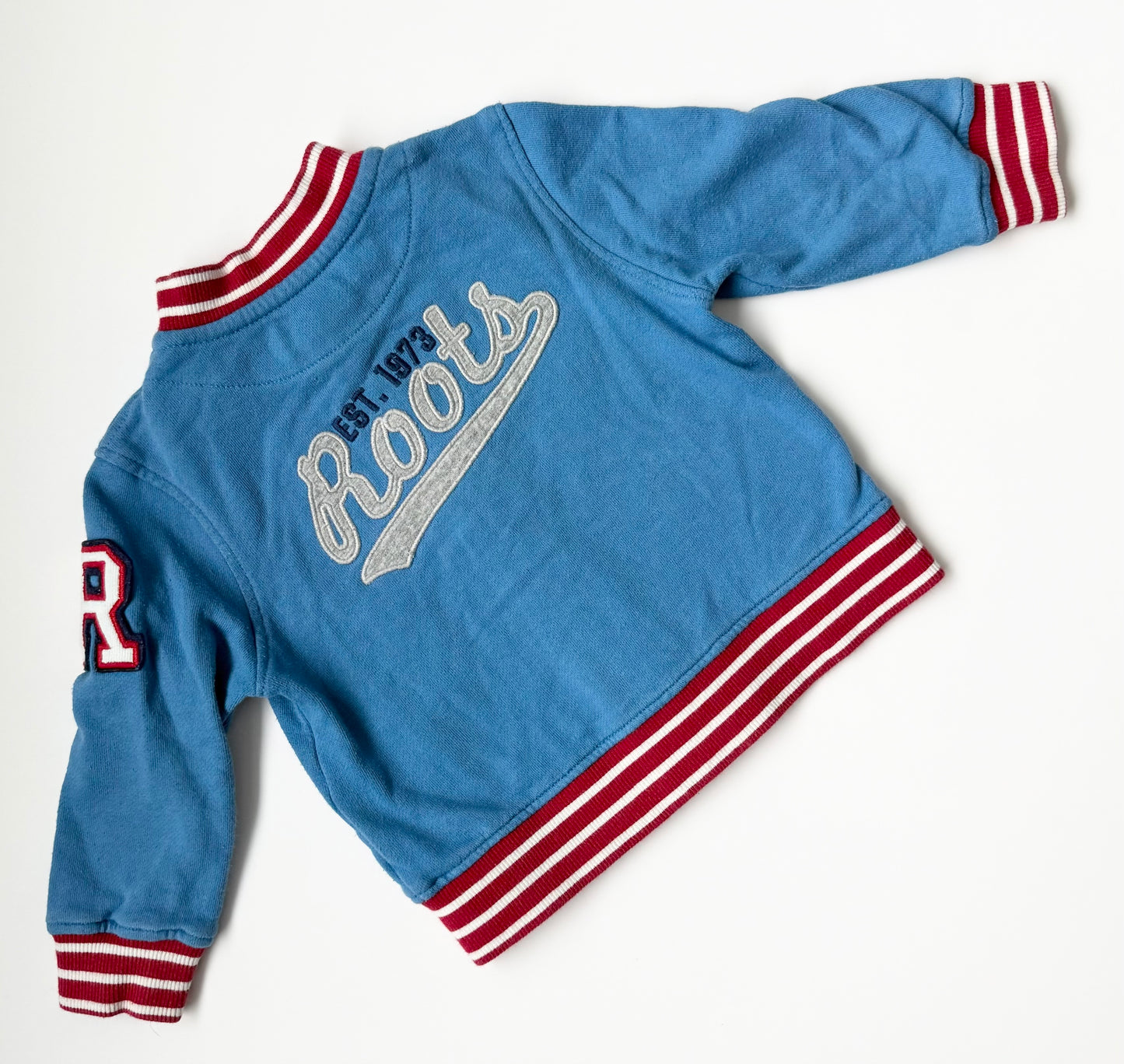 Roots Baby Blue & Red Football Champions Bomber Sweater (18-24 Months)