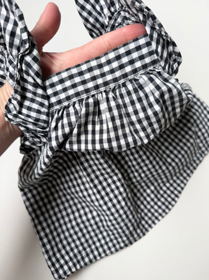 Zara Black & White Gingham Ruffle Shoulder Tank Top (2/3 Years)