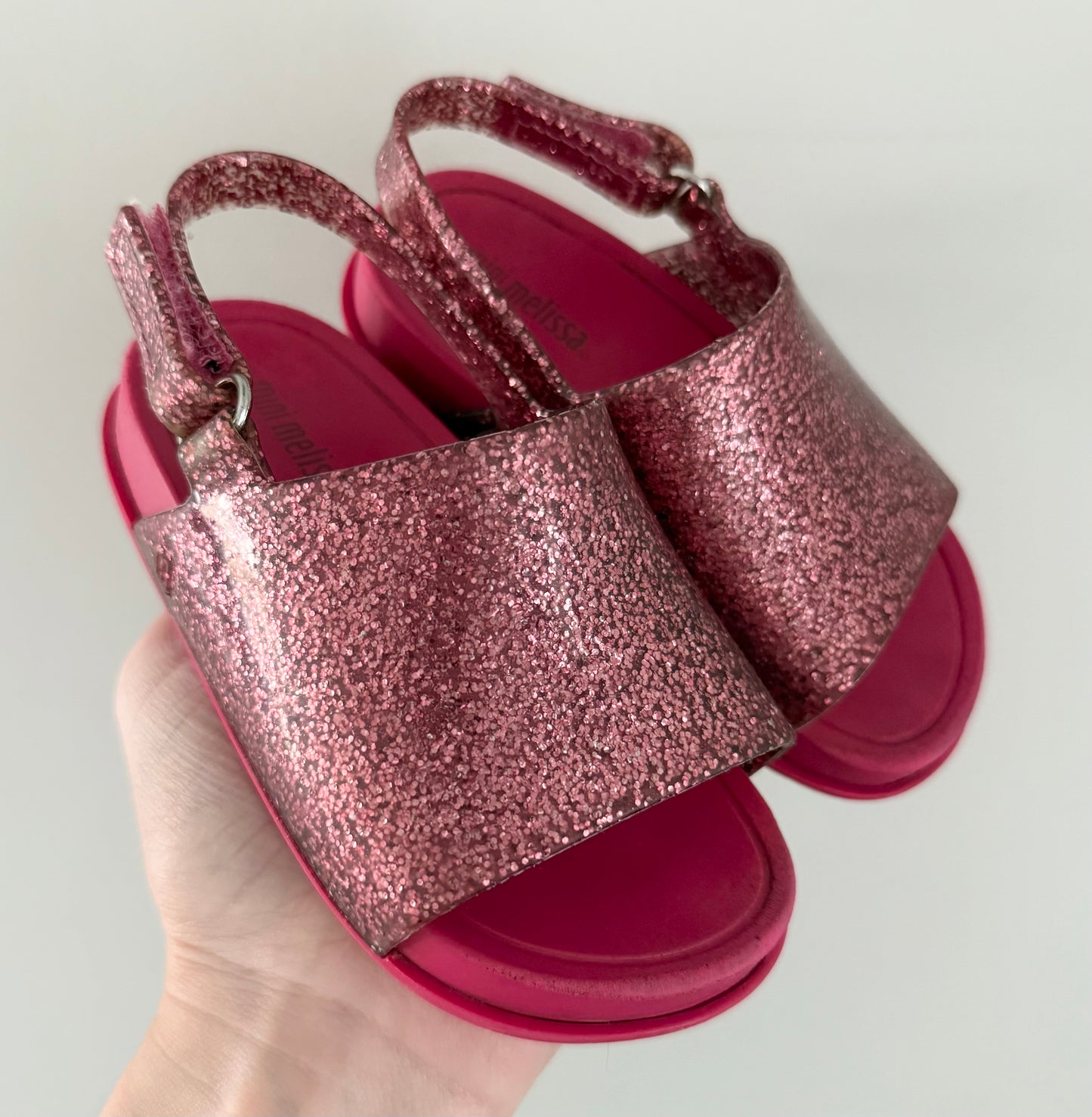 Mini Melissa Pink Sparkle Beach Slide Sandal (7)