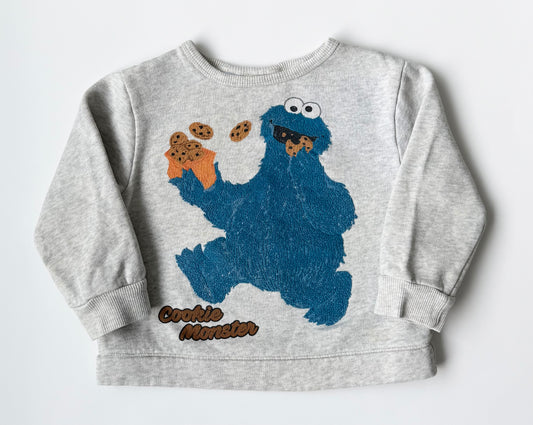 Zara x Sesame Street Heathered Grey Cookie Monster Sweater (18-24 Months)