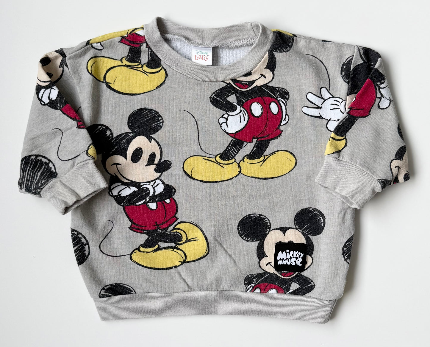 Disney Baby Grey Mickey AOP Sweater & Pants Set (12 Months)