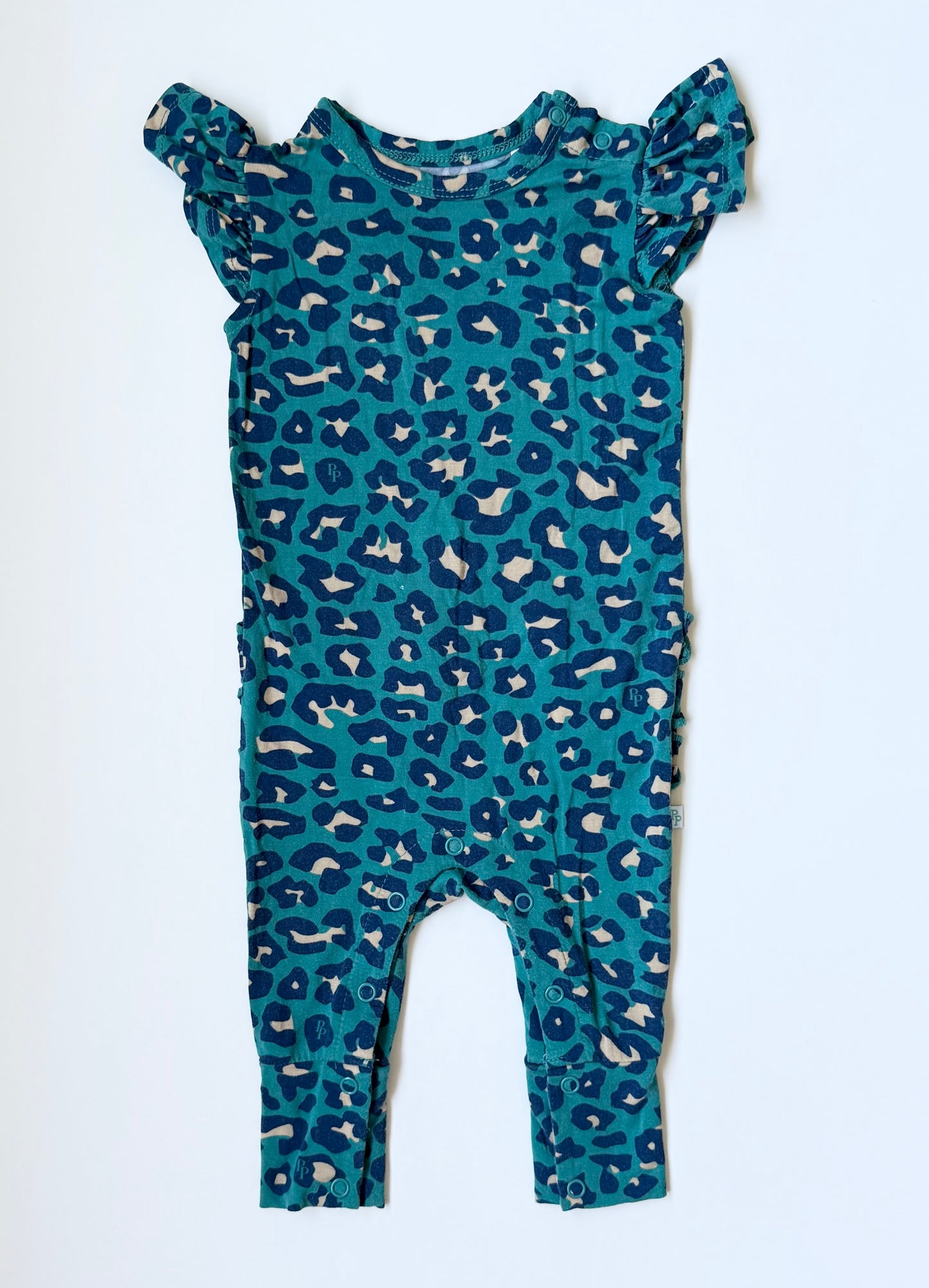 Posh Peanut Blue Cheetah Sleeveless Jumpsuit (0-3 Months)