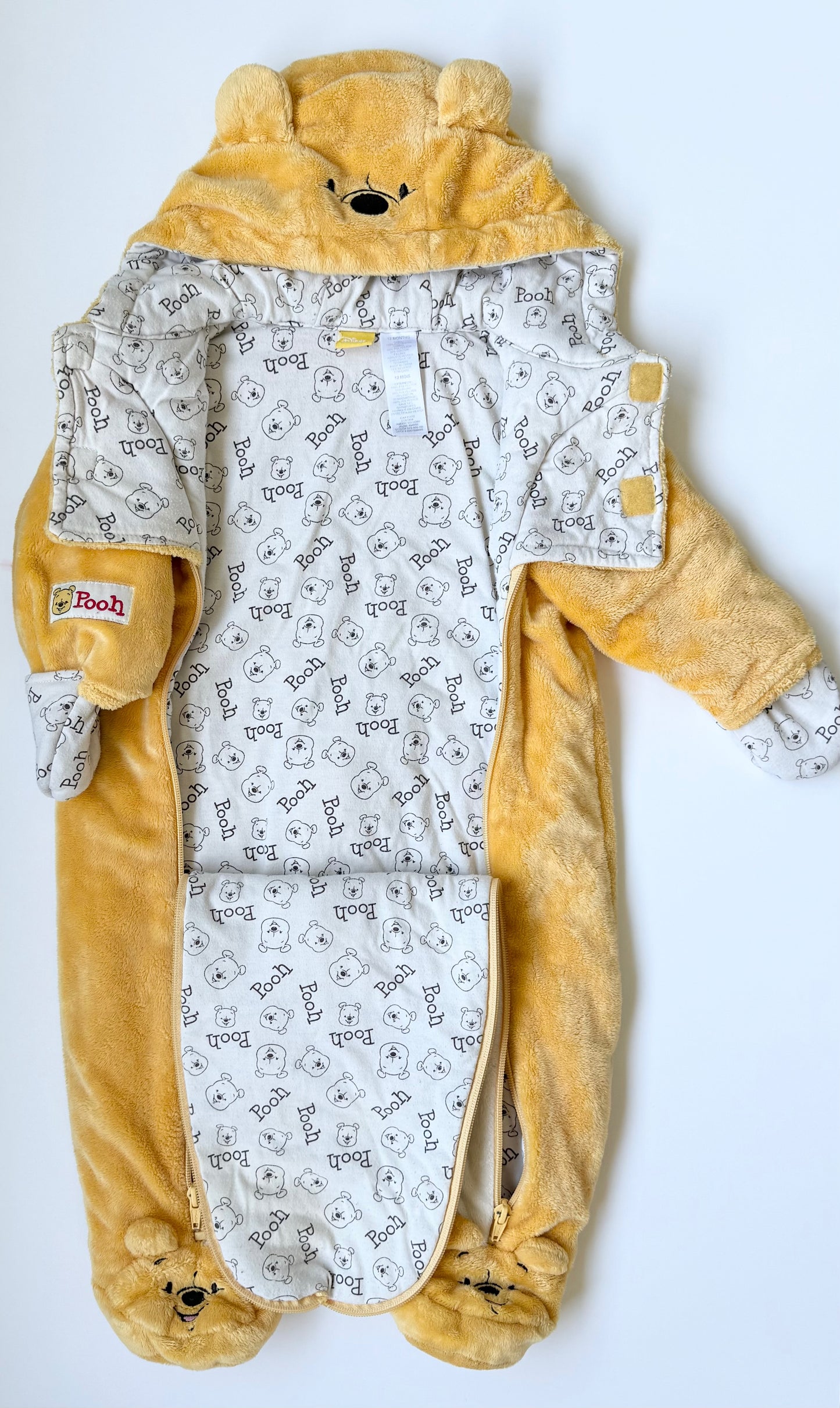 Disney Baby Y2K Yellow Winnie the Pooh Bunting Suit (12 Months)