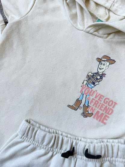Disney Baby Pixar Toy Story Light Yellow Characters Short Sleeve Hoodie & Shorts Set (24 Months)