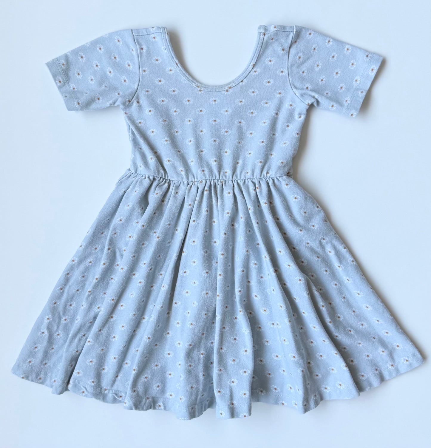 Alice + Ames Light Blue Daisies Short Sleeve Ballet Twirl Dress (3T)