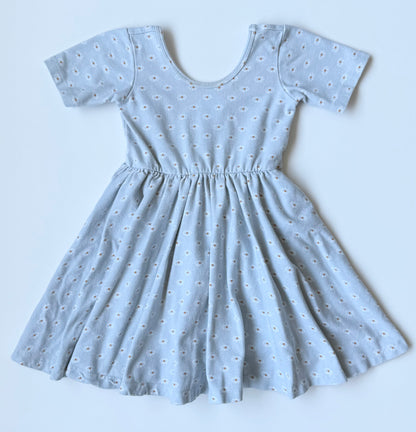 Alice + Ames Light Blue Daisies Short Sleeve Ballet Twirl Dress (3T)