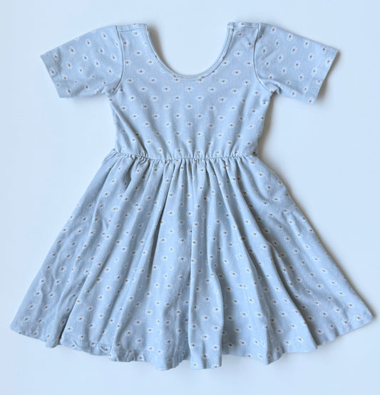 Alice + Ames Light Blue Daisies Short Sleeve Ballet Twirl Dress (3T)