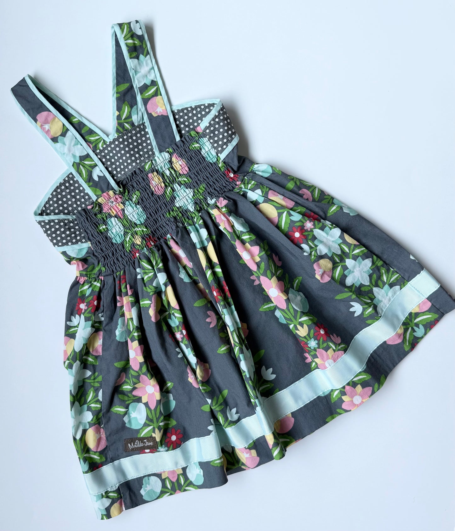 Matilda Jane Grey Floral Tank Dress/Top (6 Years)