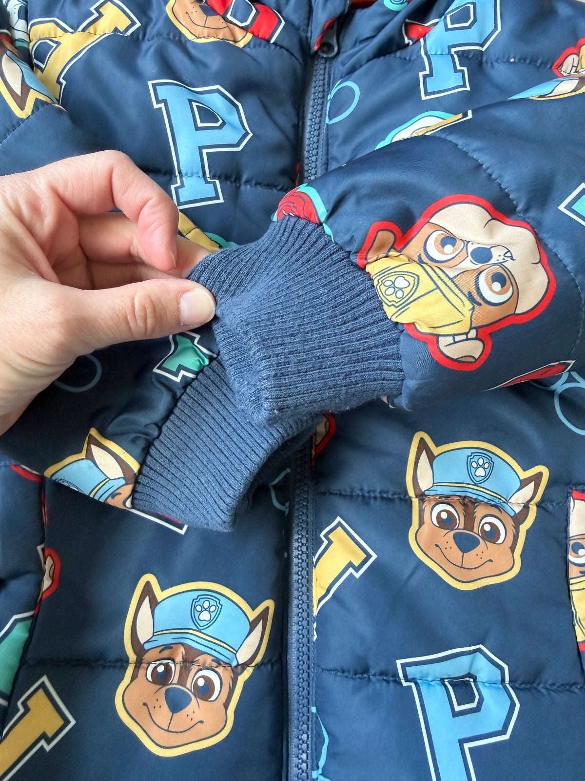 Nickelodeon Paw Patrol Navy Characters AOP Fleece Lined Puffer Jacket (4T)
